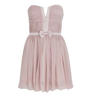 Pixie Lott Lipsy London Dress Sz 8 Rose Embellished Prom Bow Front Bling New